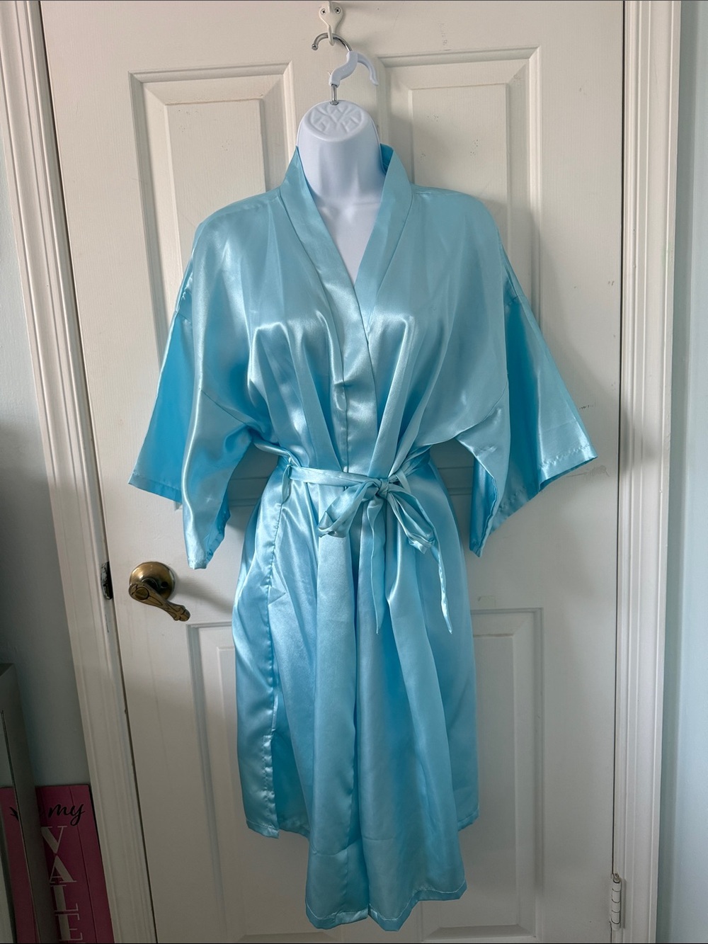 Light Blue Satin Kimono Robe - Women's Intimates
